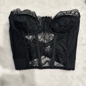 Cabernet Elegant Black Lace Bustier 34 A